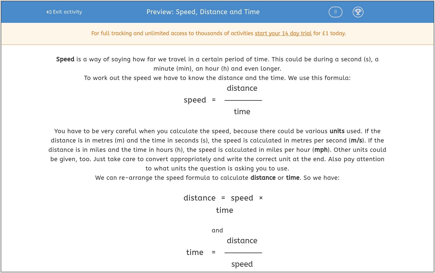 Worksheet Speed Time Distance