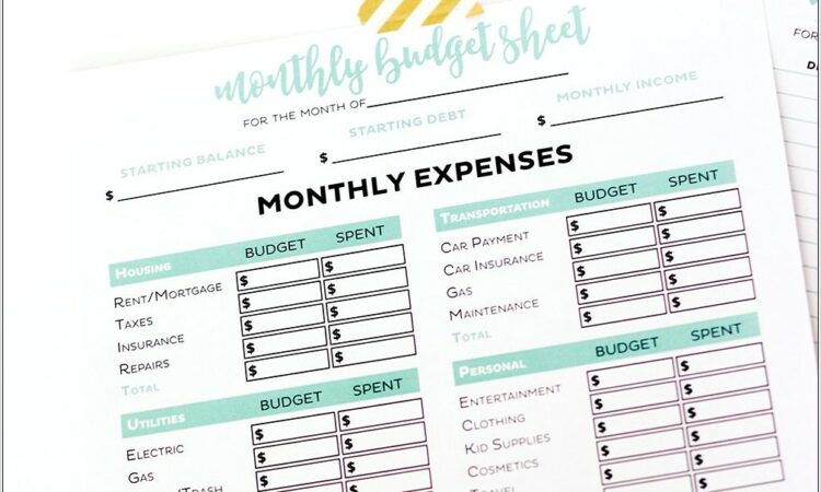 Worksheet To Budget Money