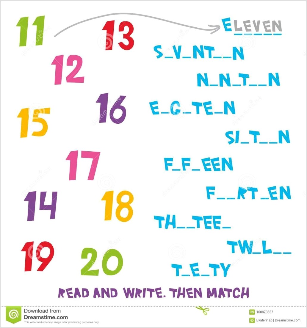 Worksheet To Learn Numbers In English