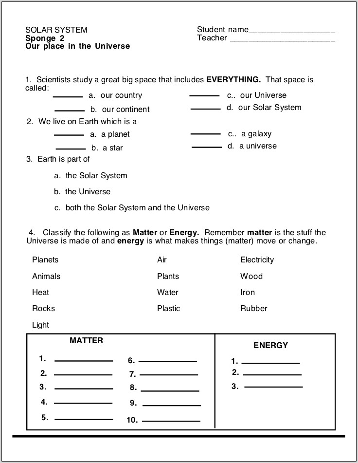 Worksheet Universe Grade 2