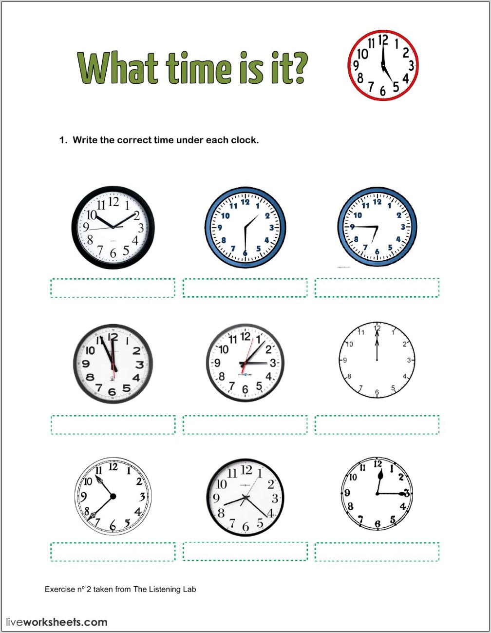 Worksheet What Time Is It