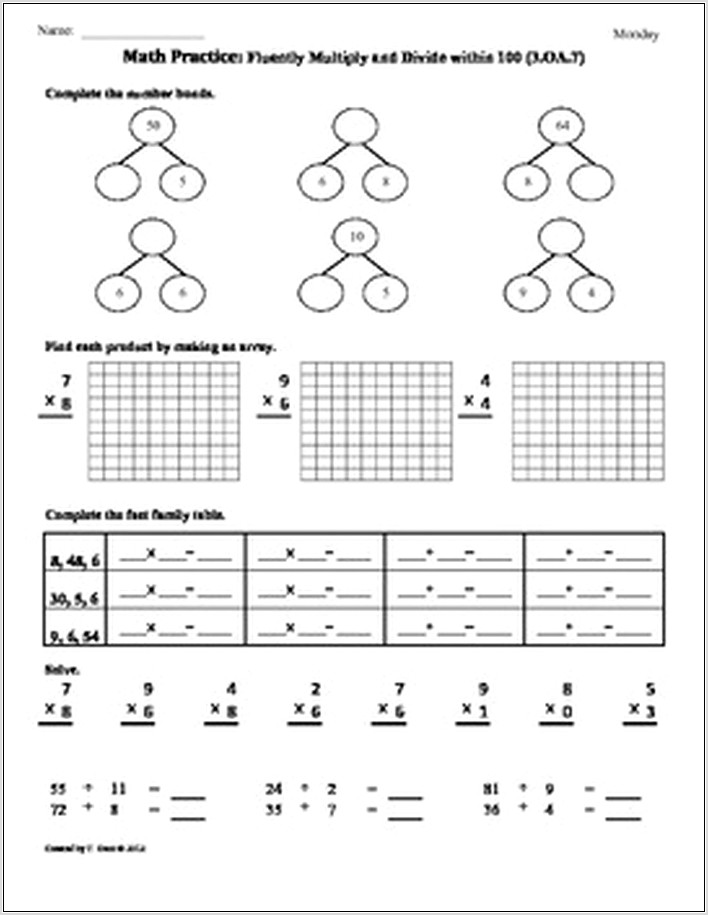 Worksheet With 3 Times Tables