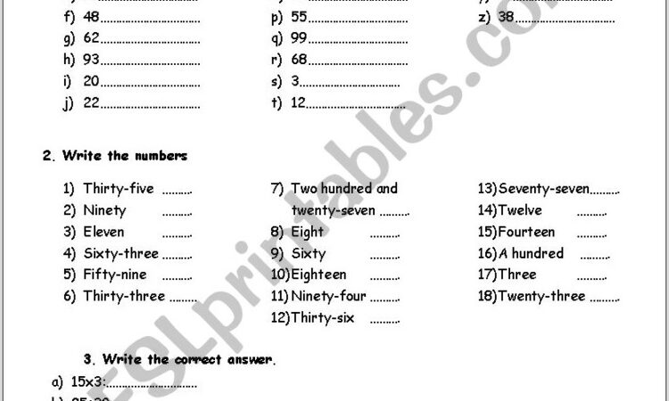 Worksheet With Numbers 1 100