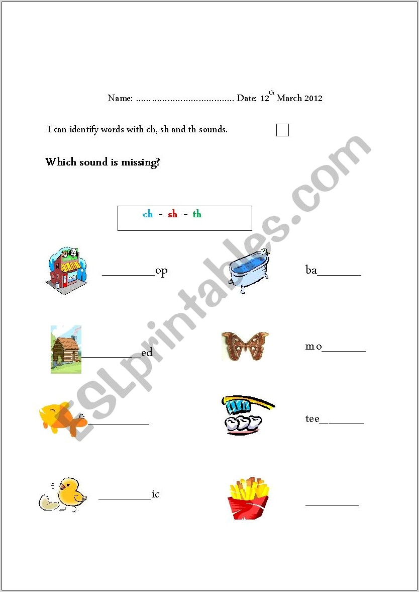 Worksheet With Th Words