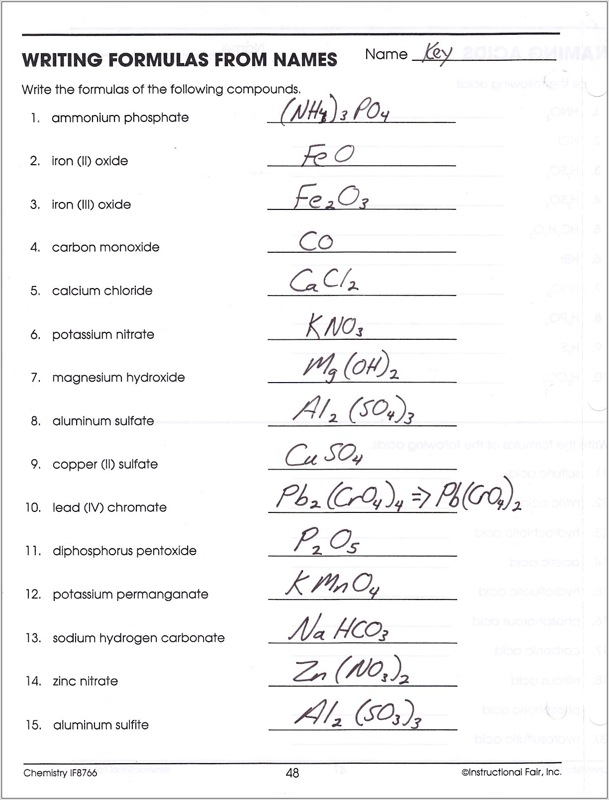 Worksheet Writing Chemical Formulas And Naming Compounds