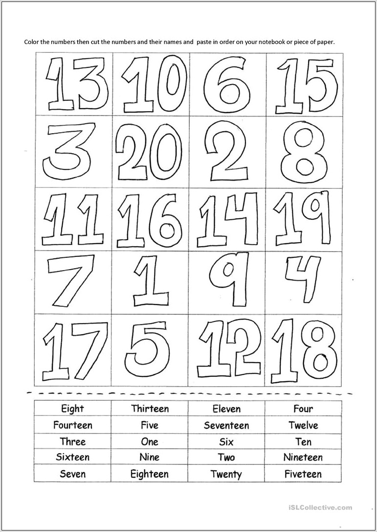 Worksheetnumbers From 10 To 20