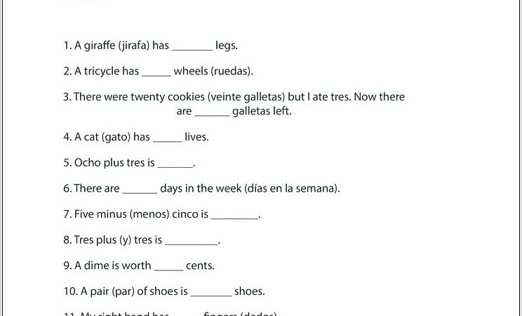 Worksheets About Numbers In Spanish