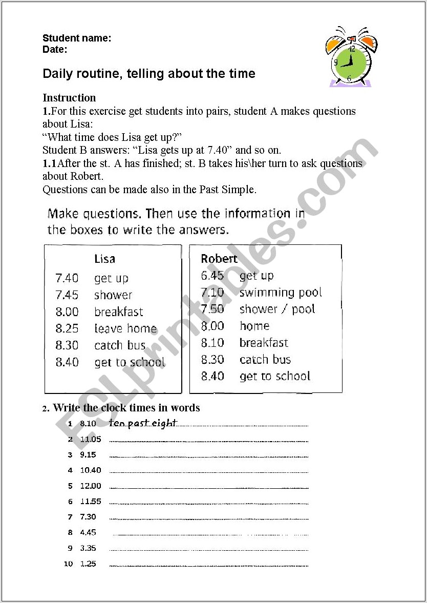 Worksheets About Time Telling