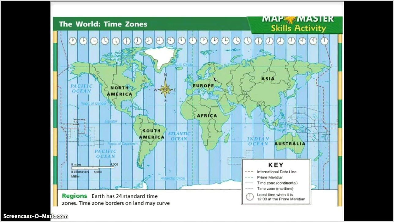 Worksheets About Time Zones