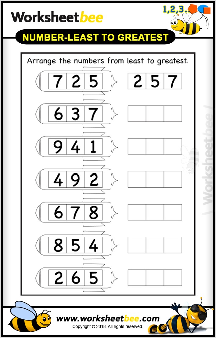 Worksheets Arranging Numbers Least Greatest