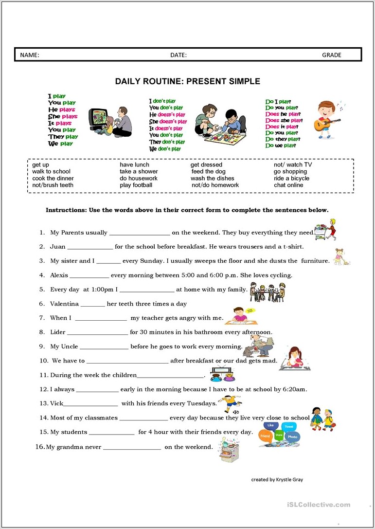 Worksheets English Present Simple