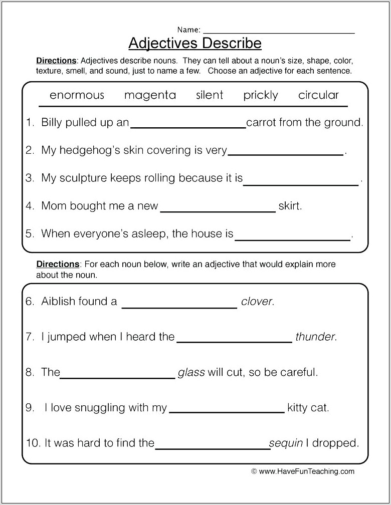 Worksheets For Grade 5 English Language