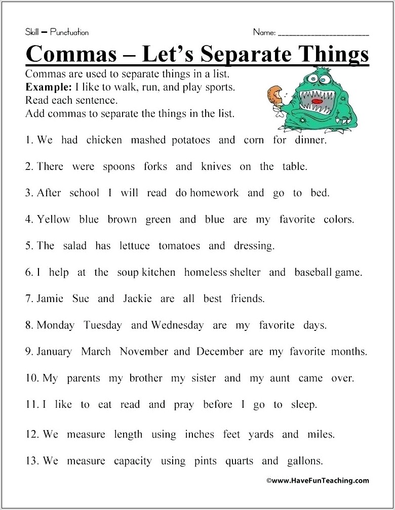 Worksheets For Grade 5 On Punctuation