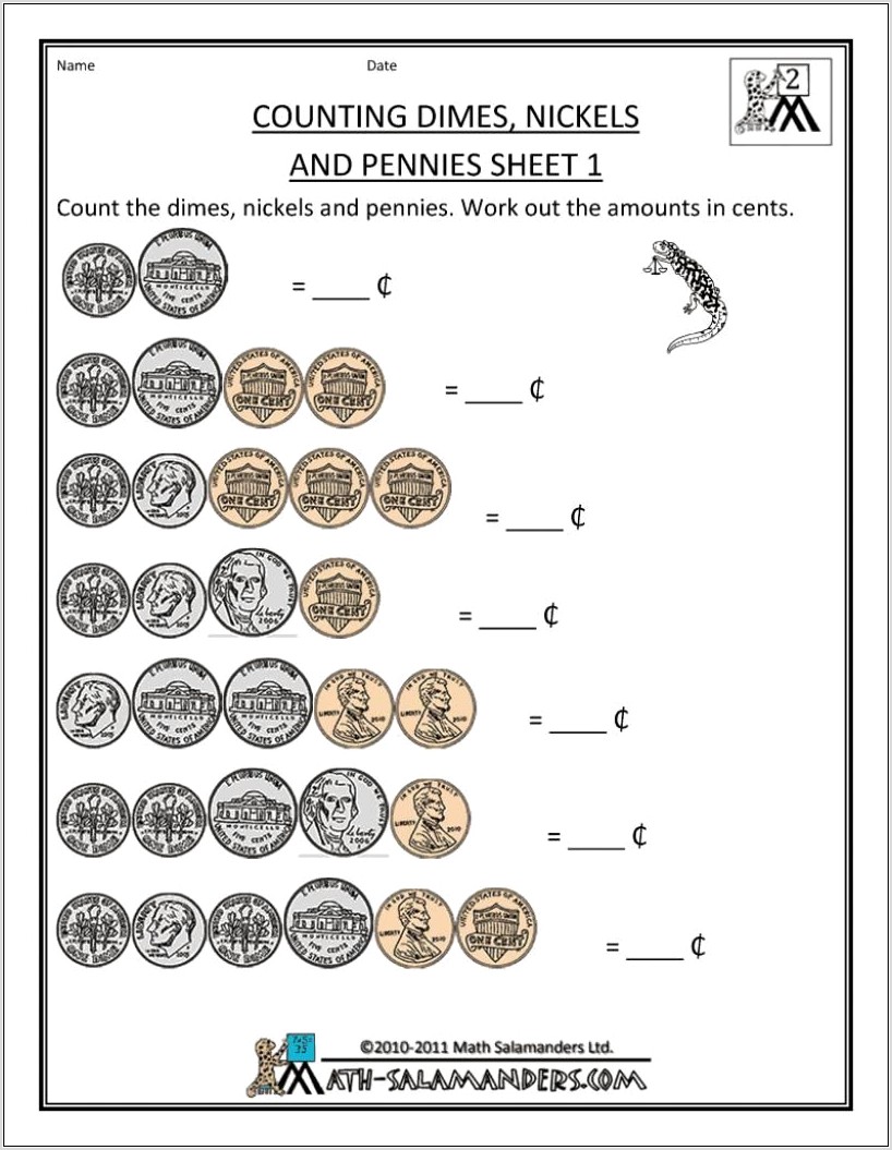 Worksheets For Second Grade Math Money
