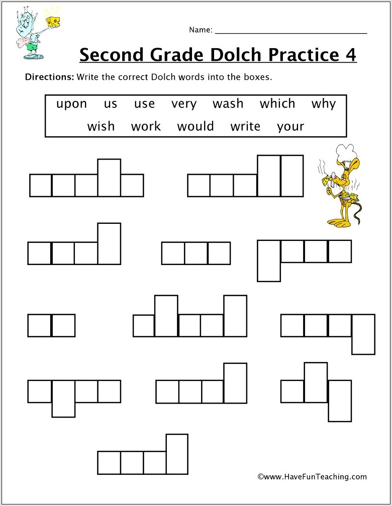 Worksheets For Second Grade Sight Words