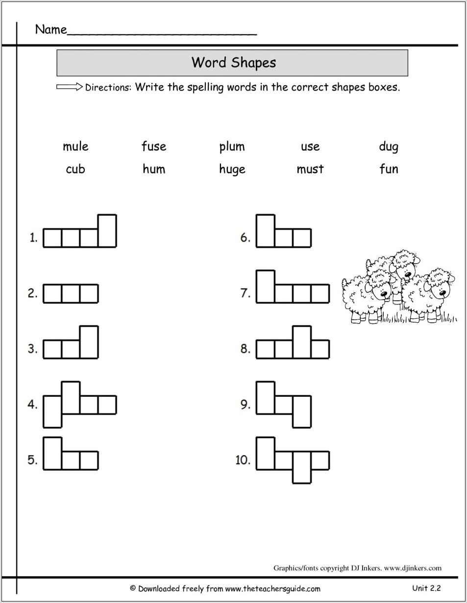 Worksheets For Second Grade Spelling