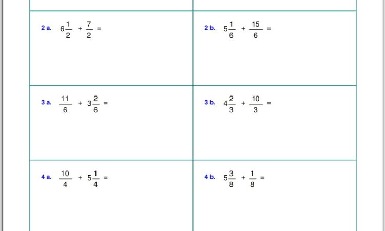 Worksheets Fractions And Mixed Numbers