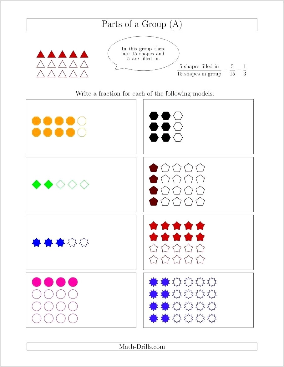 Worksheets Fractions Of A Group