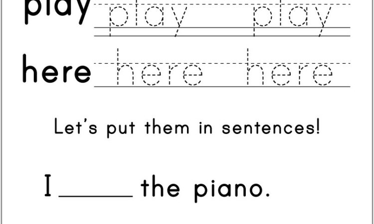 Worksheets Kindergarten Sight Words