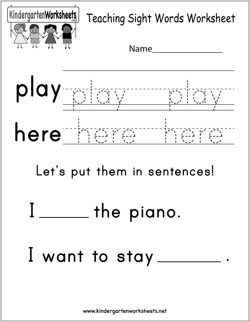 Worksheets Kindergarten Sight Words