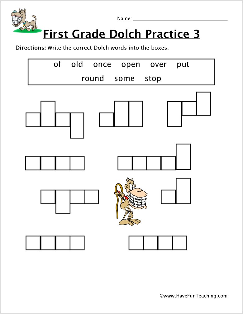 Worksheets On Sight Words For Grade 3