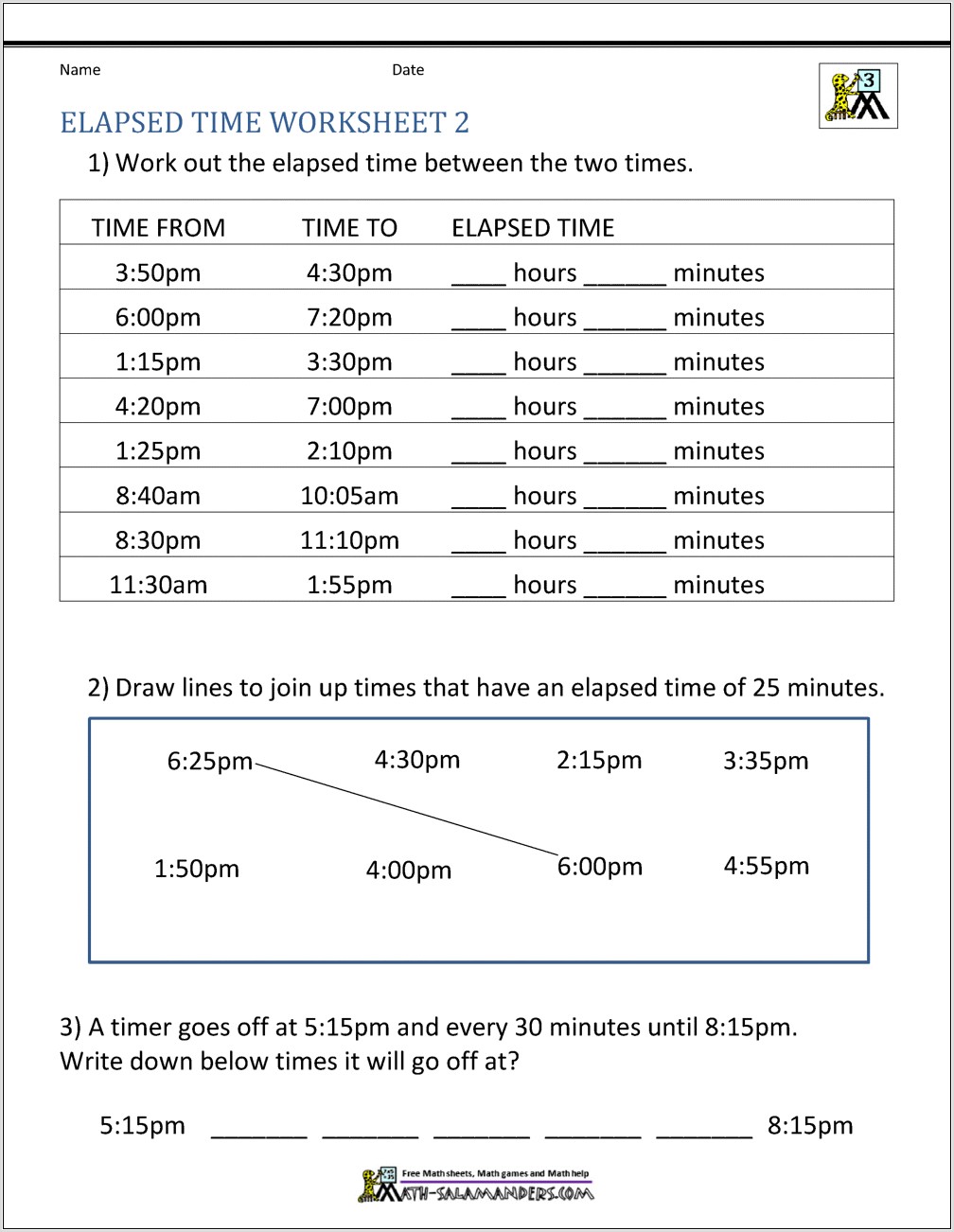 Worksheets On Time Lapse