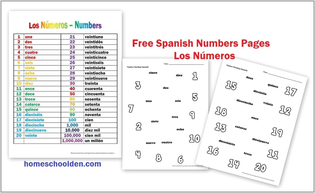 Worksheets With Numbers In Spanish