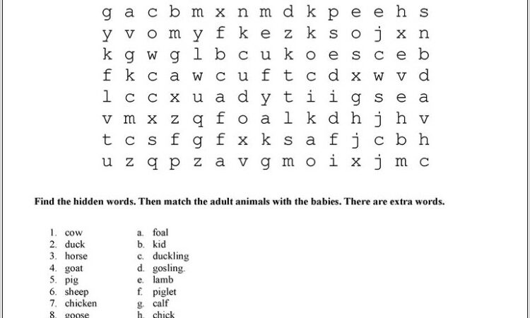 Worksheets Word Search Puzzle