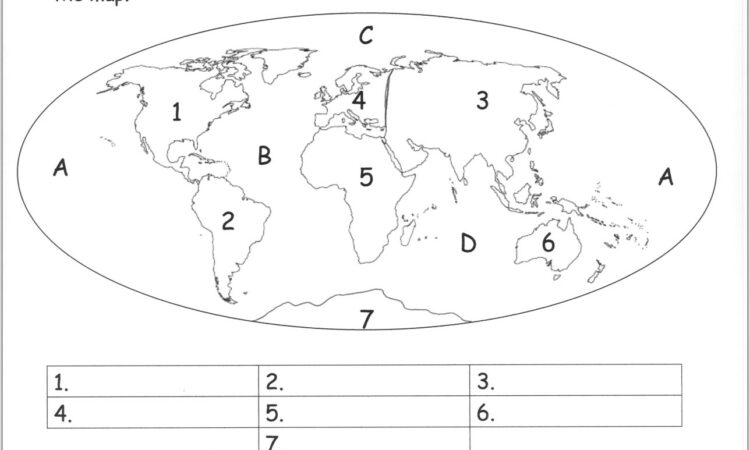 World Map Worksheet Grade 1