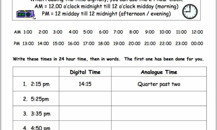 Write Digital Time In Words Worksheet