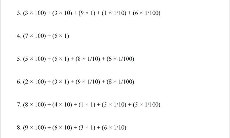 Writing 3 Digit Numbers Worksheet