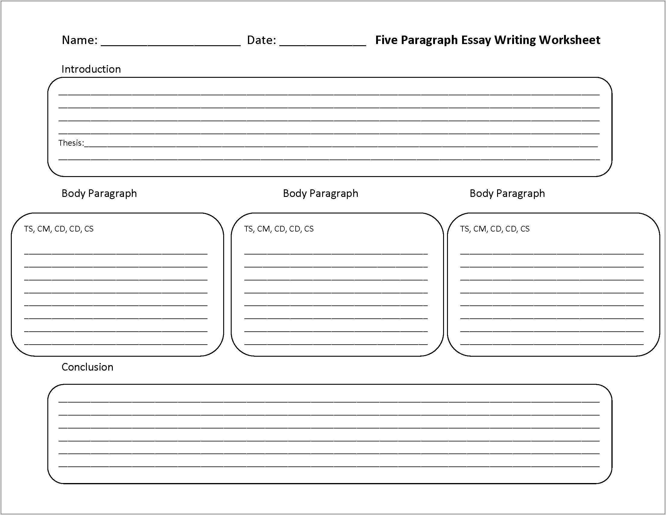 Writing A Body Paragraph Worksheet Pdf