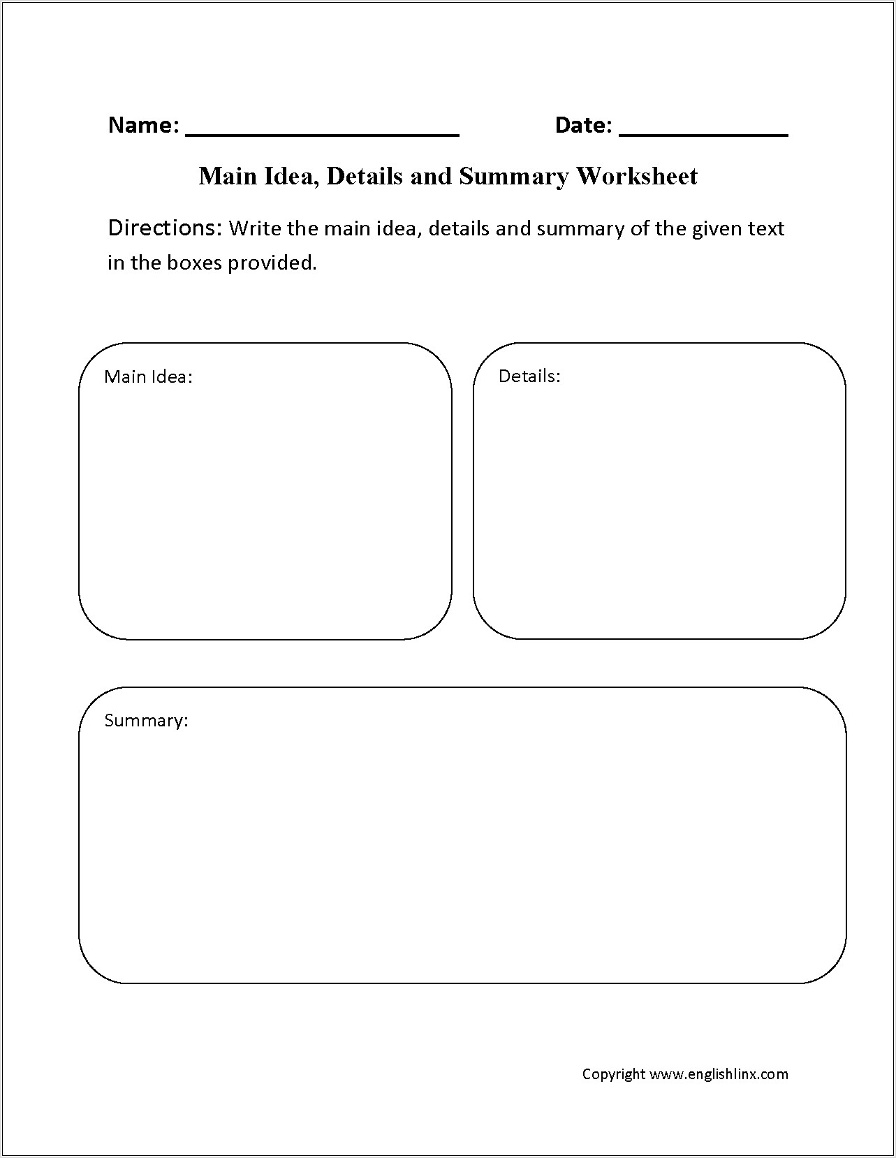 Writing A Summary Worksheet Elementary