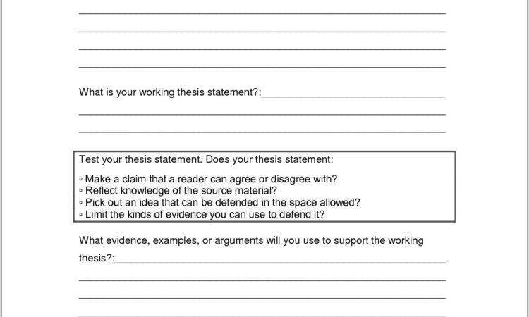 Writing A Thesis Statement Worksheet Pdf