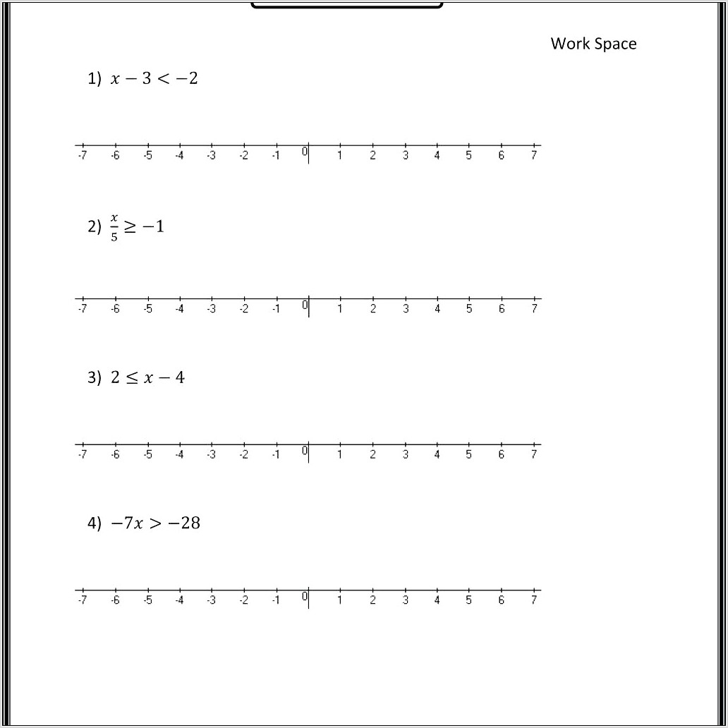 Writing And Graphing Inequalities Worksheet Pdf