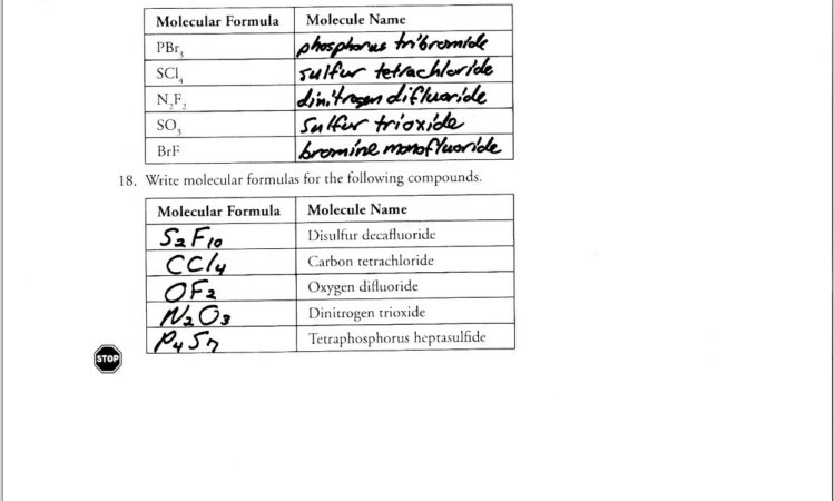 Writing And Naming Ionic Formulas Worksheet Answers