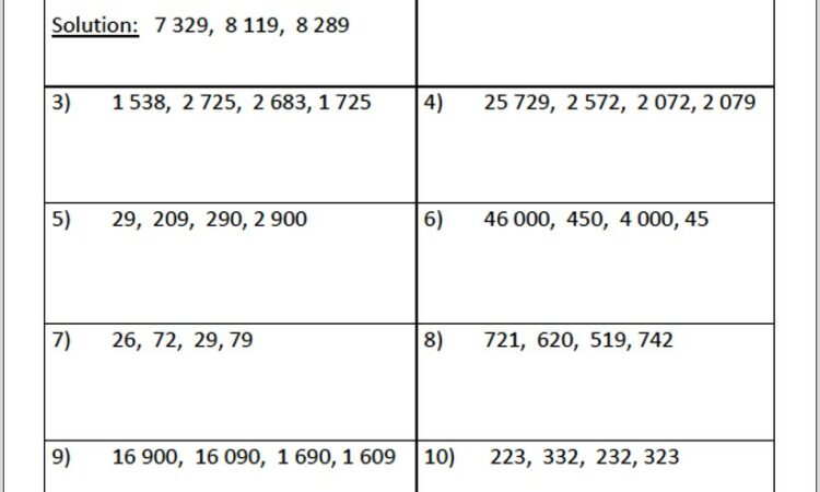 Writing And Ordering Numbers Worksheet