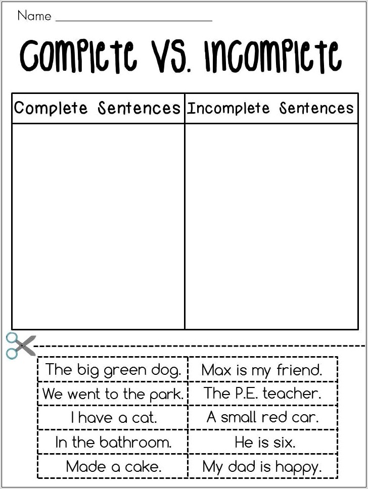 Writing Complete Sentences Worksheets 2nd Grade