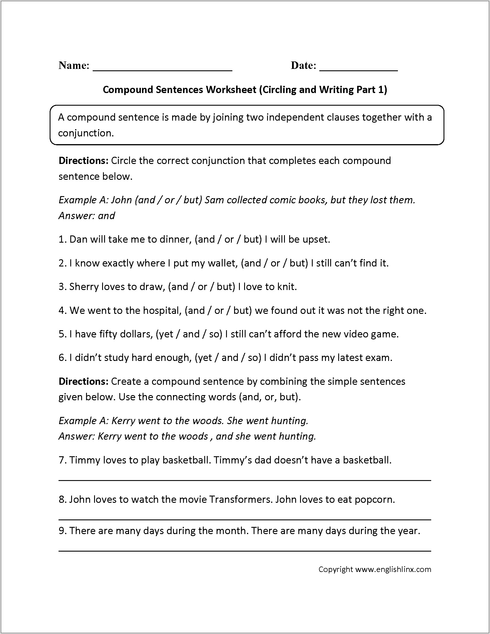 Writing Complete Sentences Worksheets Middle School