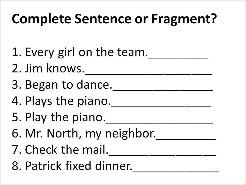 Writing Complete Sentences Worksheets Pdf