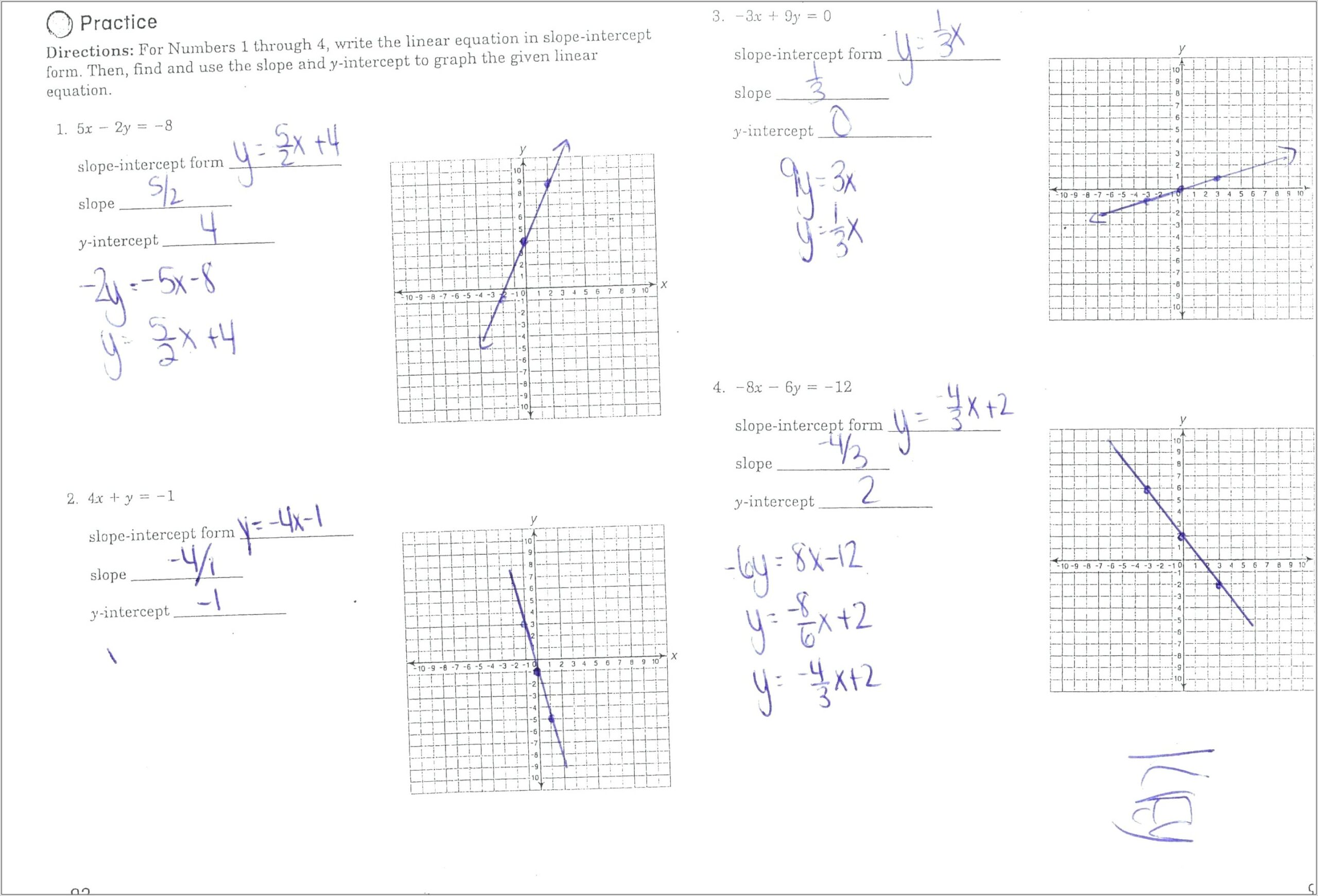 Writing Equations Of Lines Worksheet With Answers