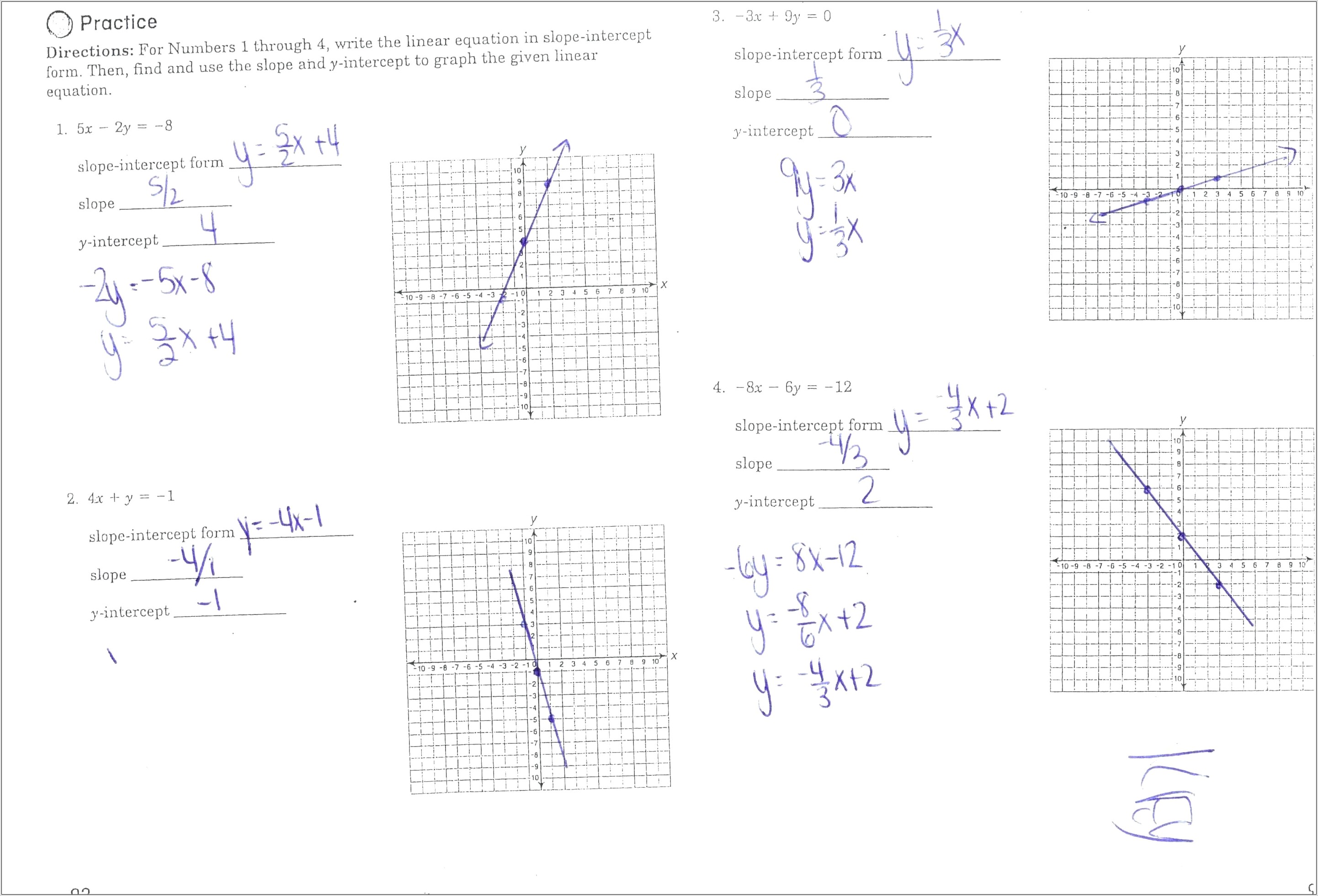 Writing Equations Of Lines Worksheet With Answers