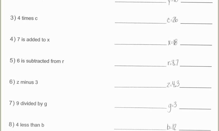 Writing Expressions Worksheet Pdf