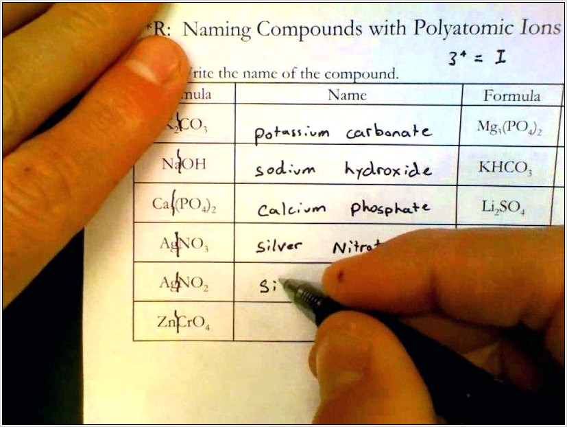 Writing Formulas And Naming Compounds Worksheet Key