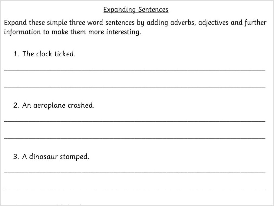 Writing Interesting Sentences Worksheet