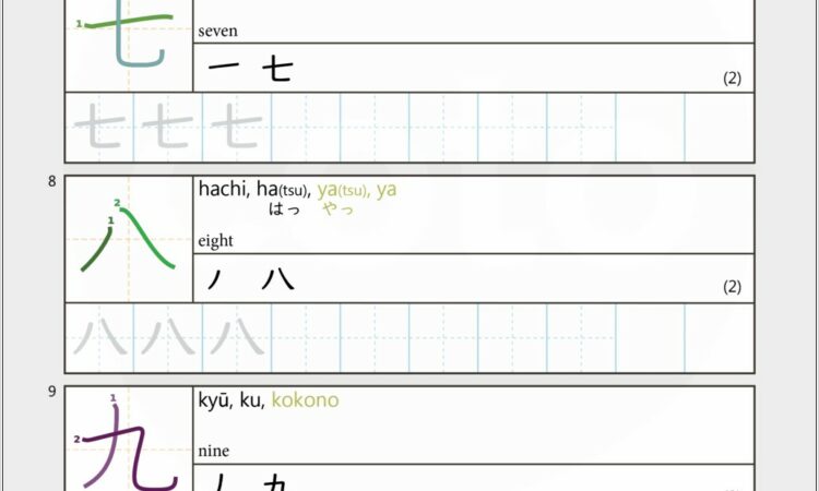 Writing Japanese Numbers Worksheet