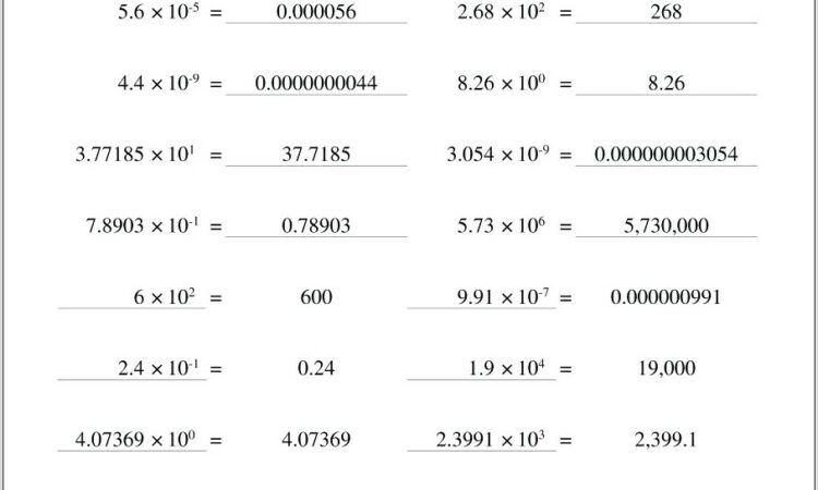 Writing Numbers In Standard Notation Worksheet