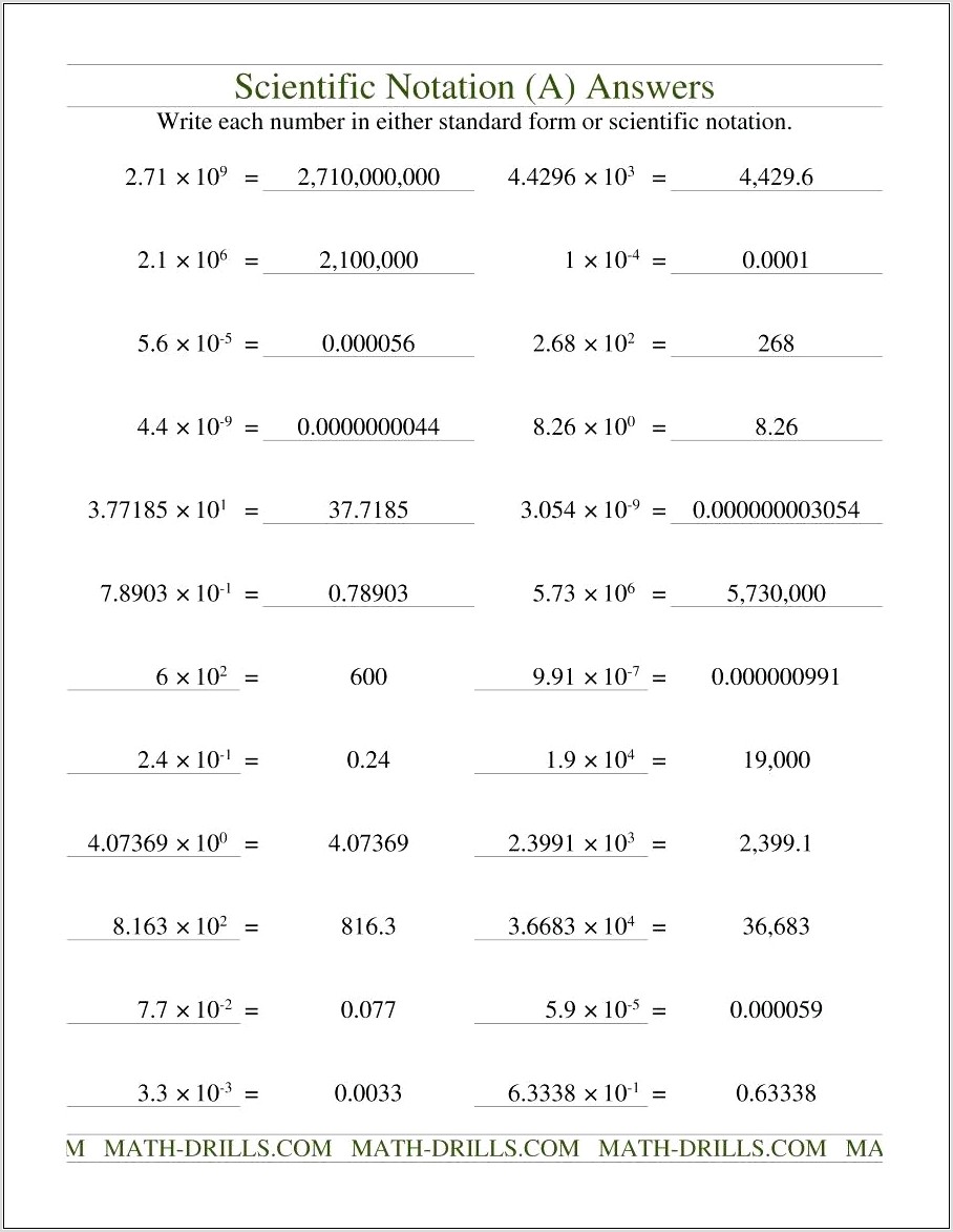 Writing Numbers In Standard Notation Worksheet