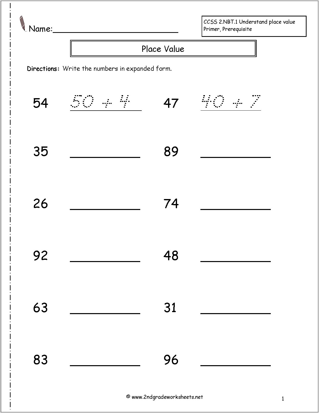 Writing Numbers In Words And Numerals Worksheet