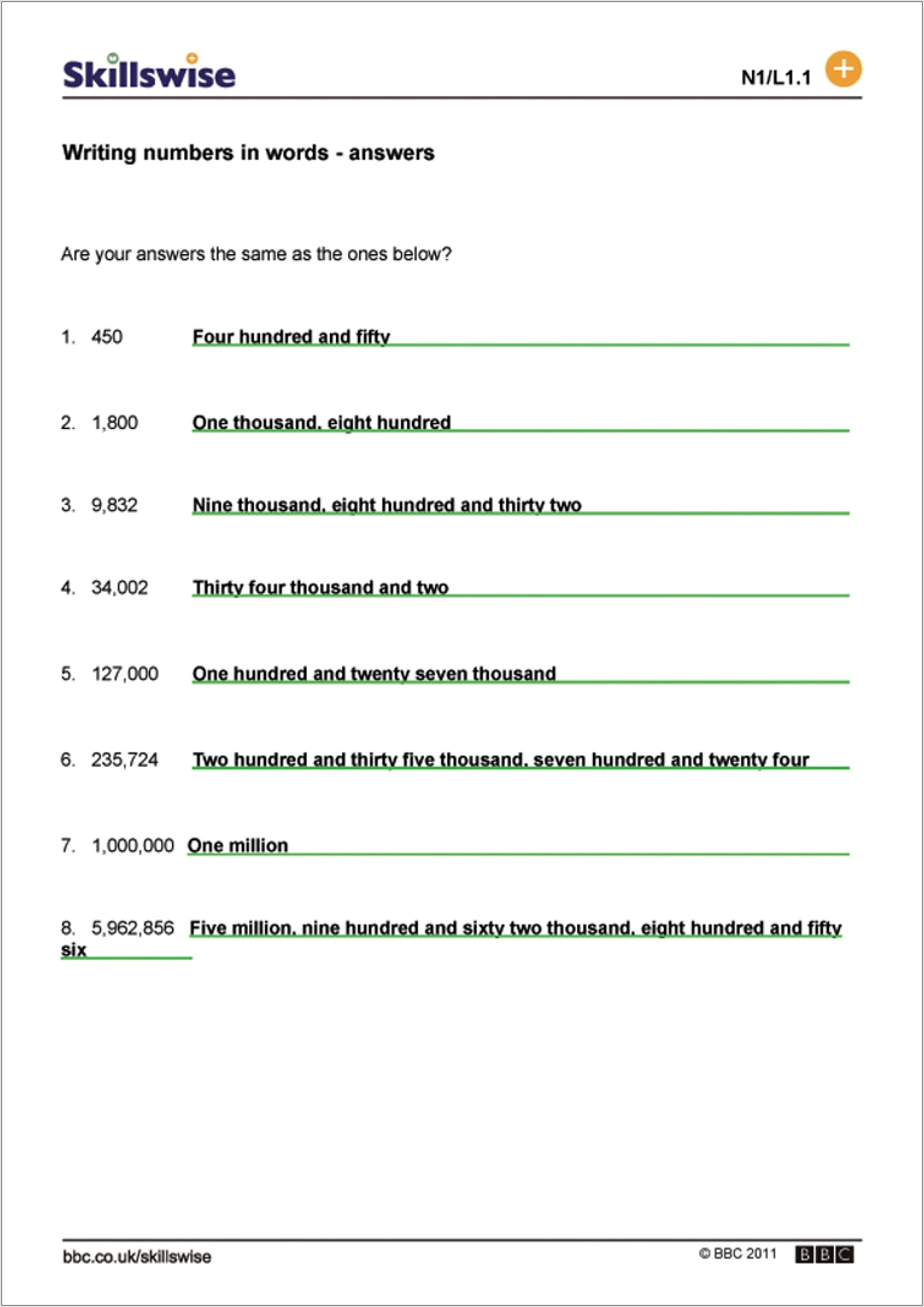 Writing Numbers Using Words Worksheet